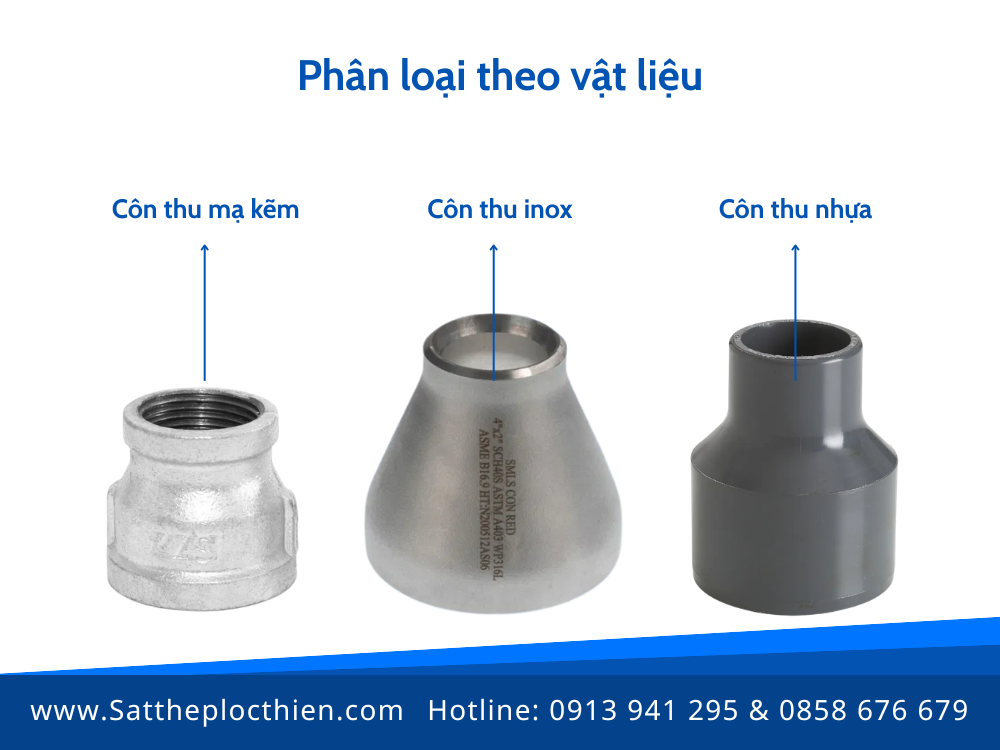 Phân loại theo vật liệu của côn thu