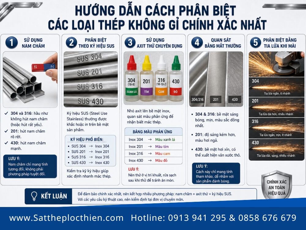 Hướng dẫn cách phân biệt các loại thép không gỉ chính xác nhất