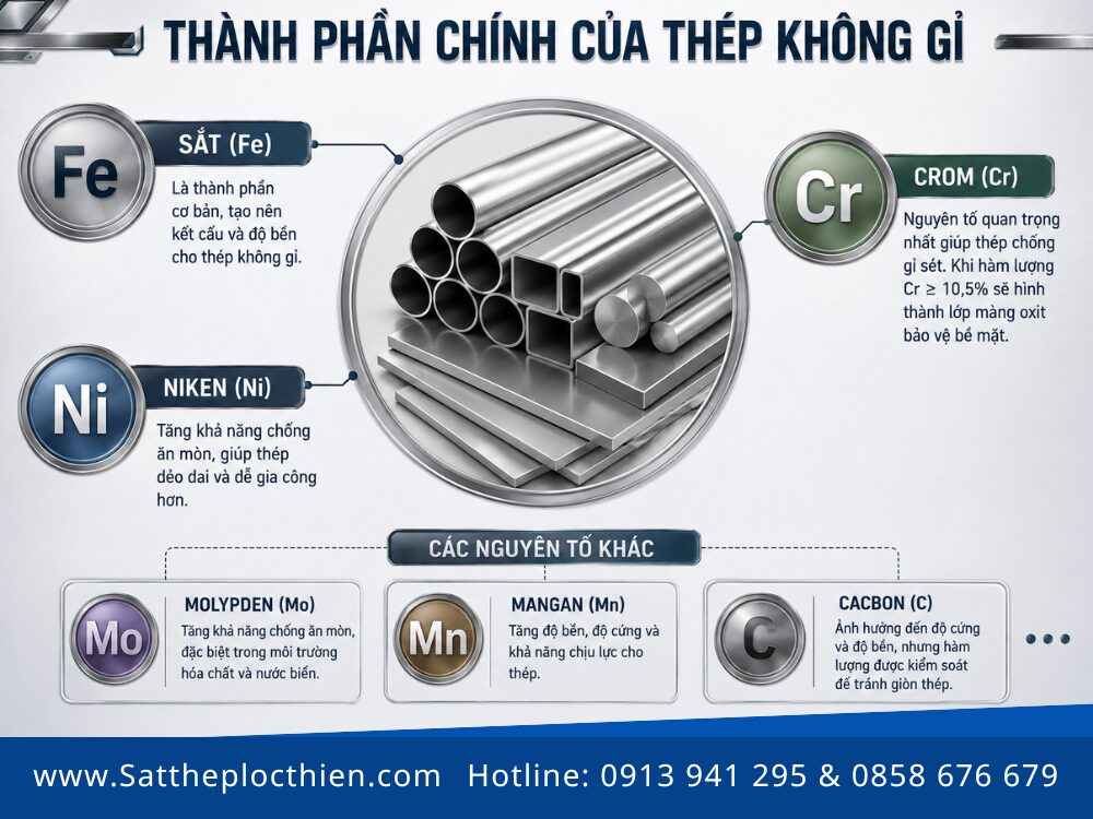 Thành phần chính của thép không gỉ