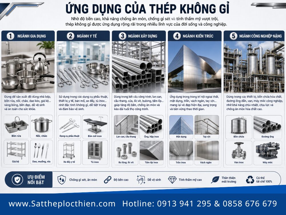 Ứng dụng thực tế của thép không gỉ trong đời sống